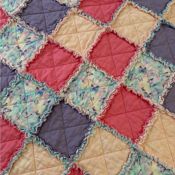 NEW Handmade Patchwork Rag Quilt for Baby, Shower Gift Idea, size approx 29”x39” - Picture 7 of 9